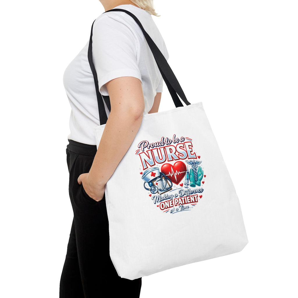 Nurse Tote Bag - "Proud to be a Nurse" Medical Heartbeat Design
