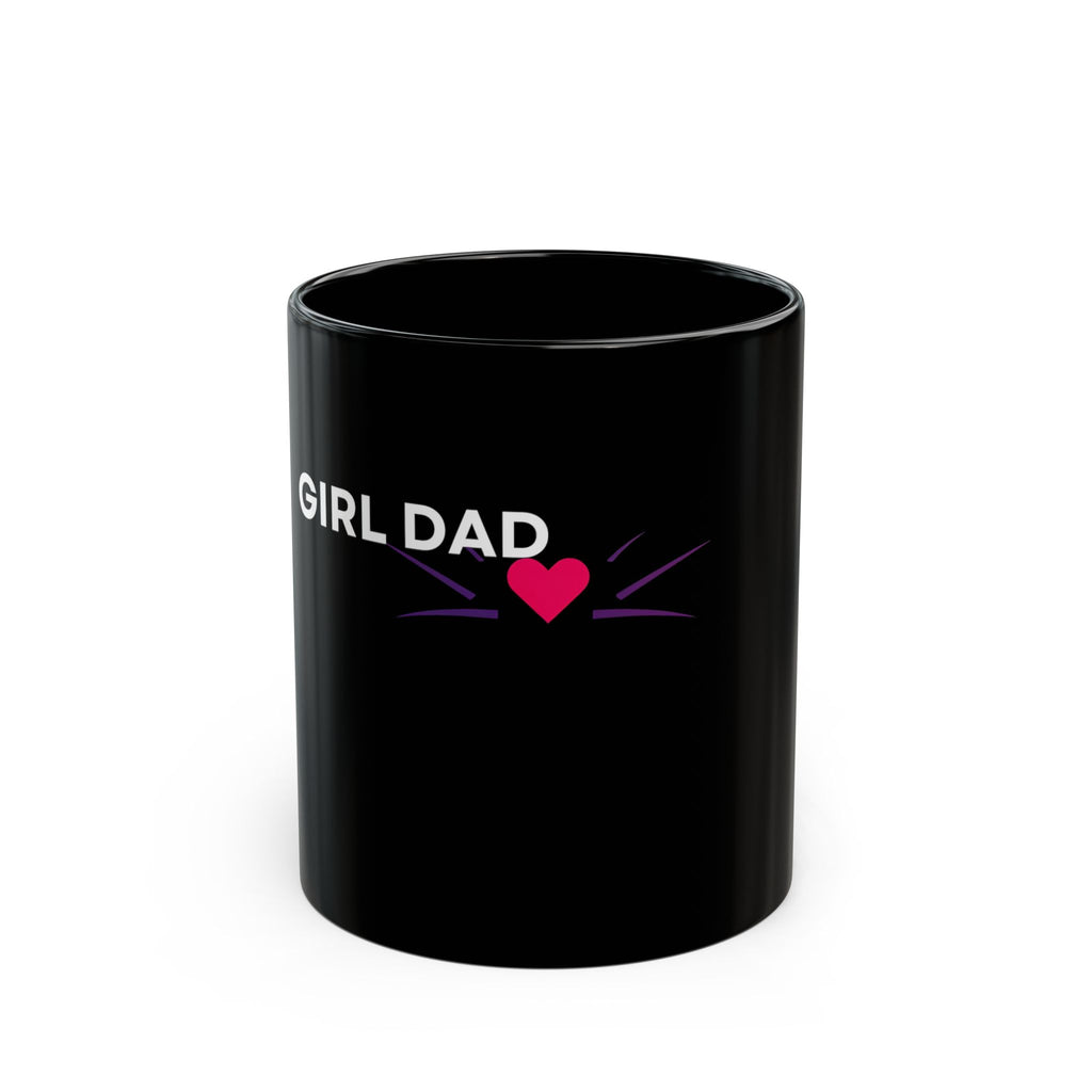 Girl Dad Black Coffee Mug — Heart & Paw Design, Fathers Day Gift (11oz/15oz)