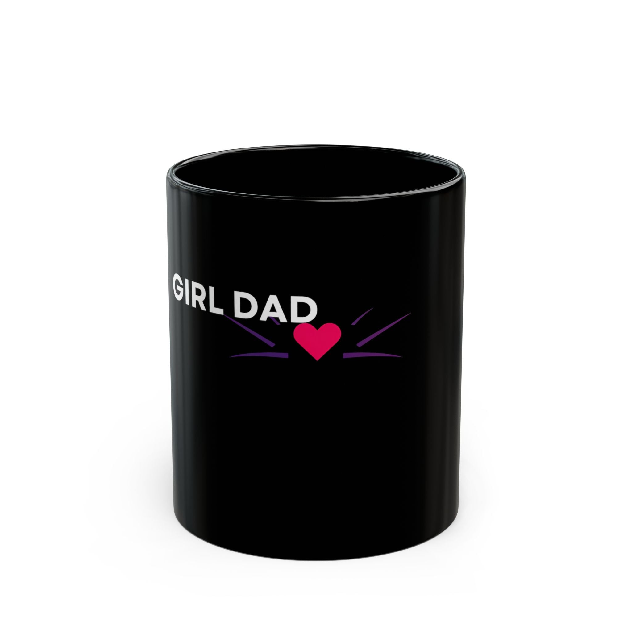 Girl Dad Black Coffee Mug — Heart & Paw Design, Fathers Day Gift (11oz/15oz)
