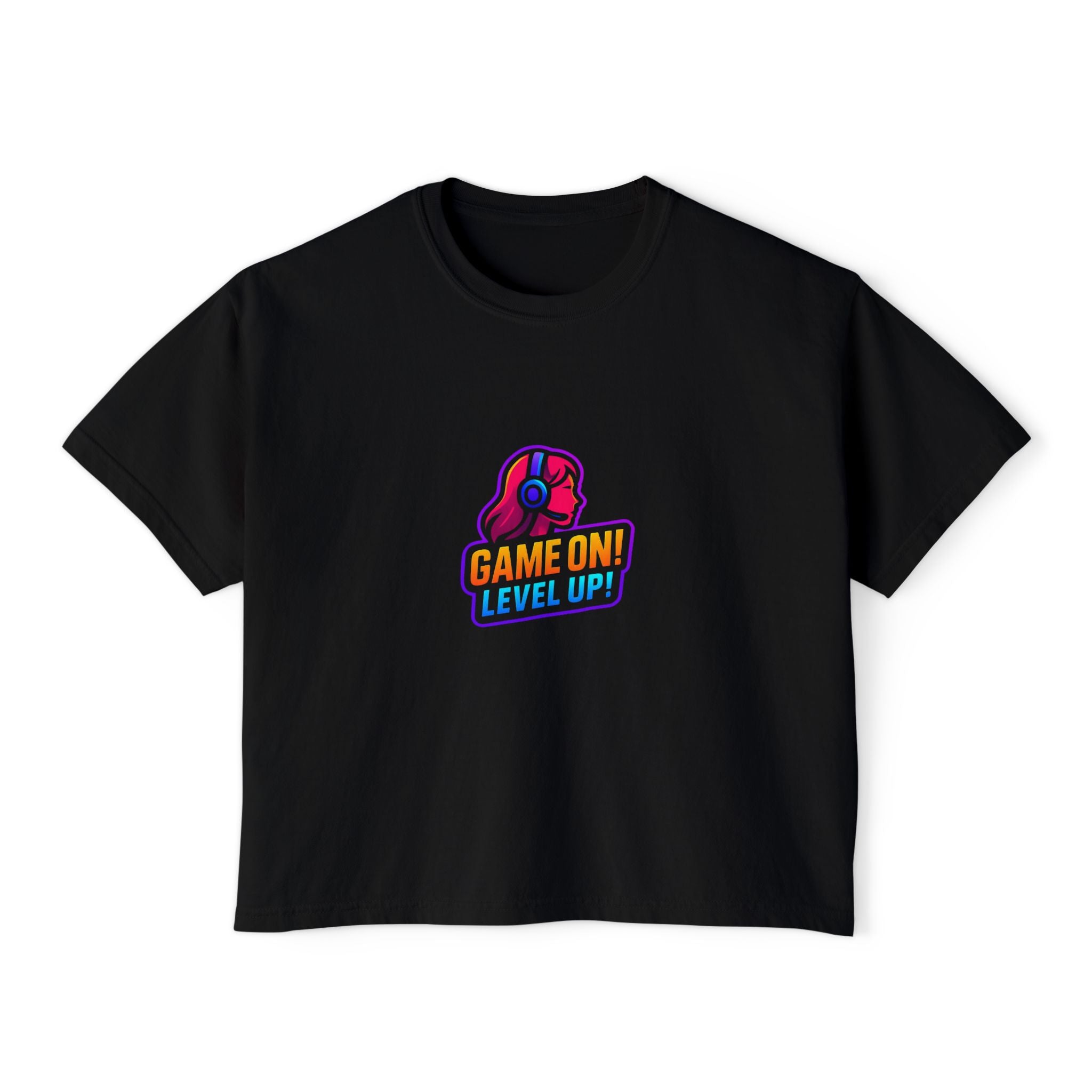 Game On! Level Up Women's Boxy Gaming Graphic Shirt