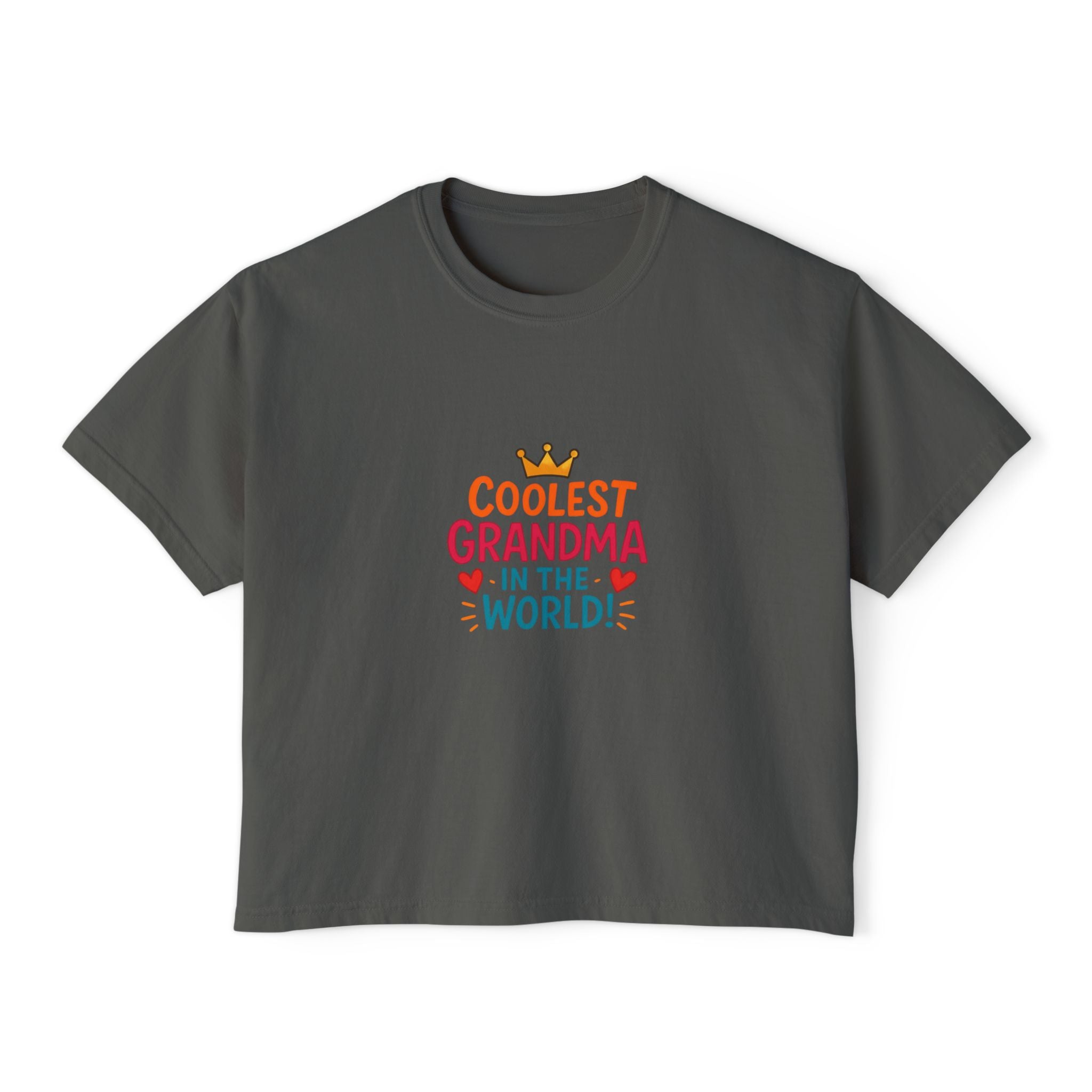 Coolest Grandma in the World Boxy Tee — Cute Women's Cropped Grandmother Shirt