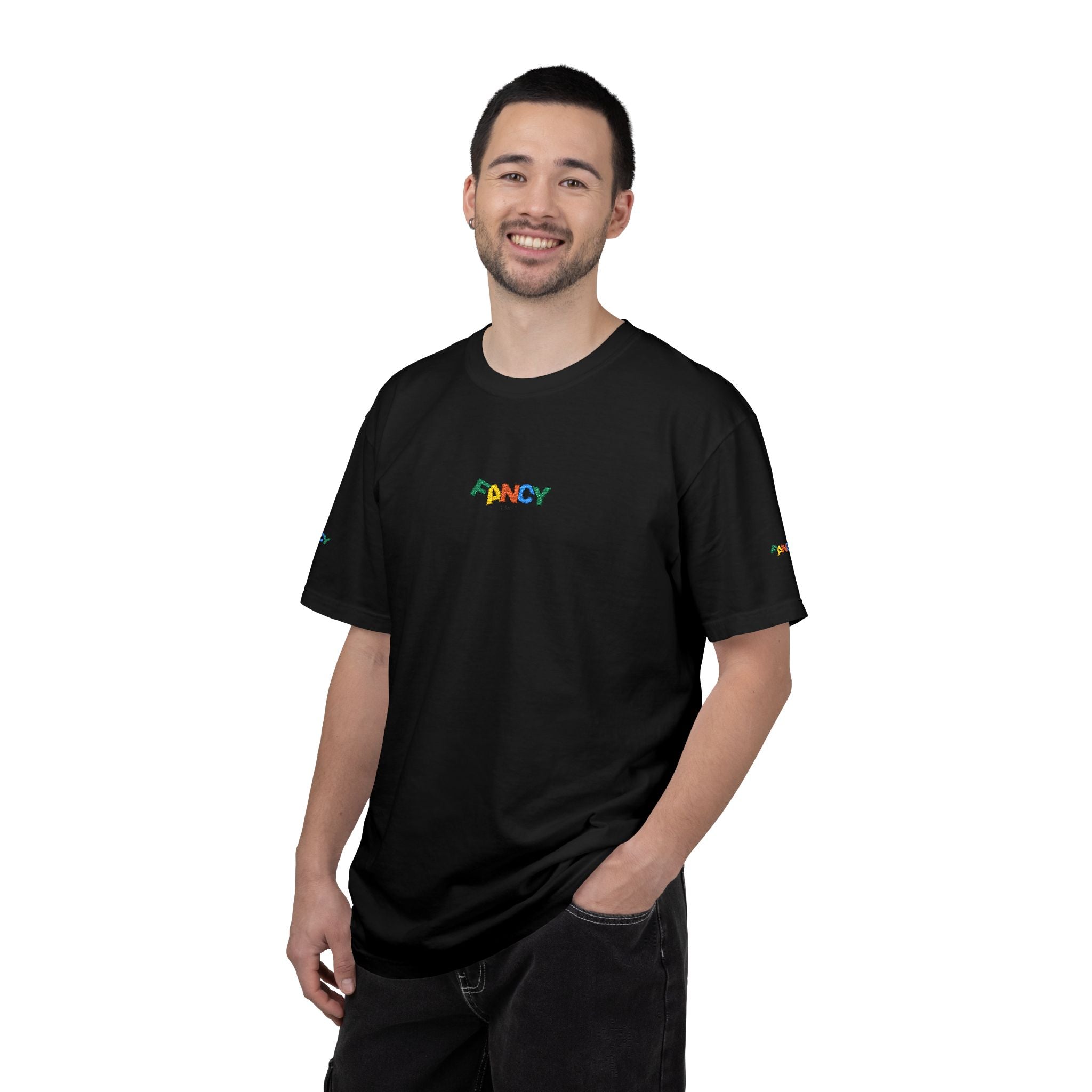 "Fancy" Colorful Logo T-Shirt — Small Chest & Sleeve Graphic